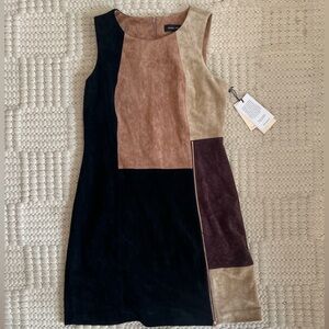 Ivanka Trump Colorblock Mini Dress - Black, Brown, Tan